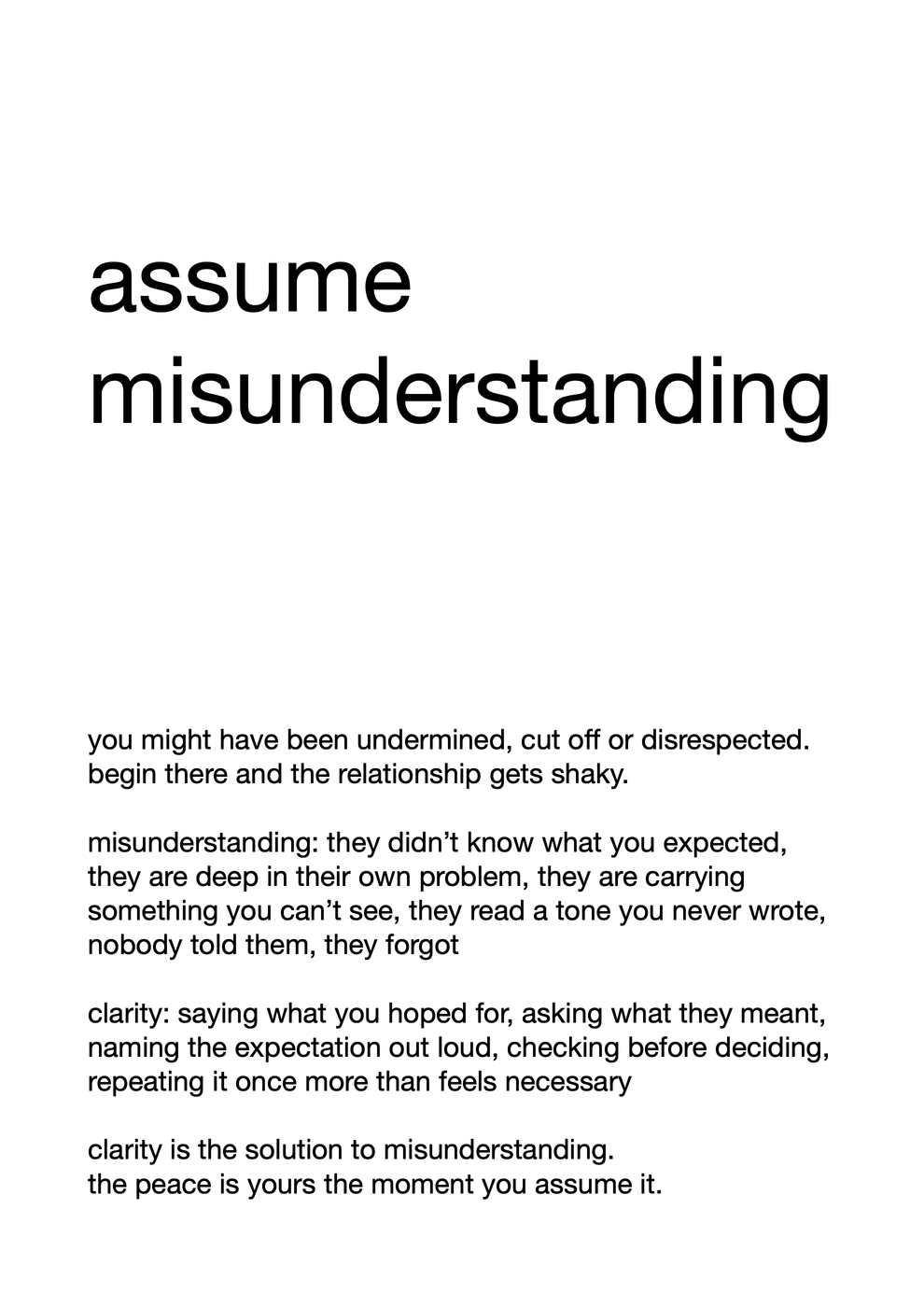 assume misunderstanding