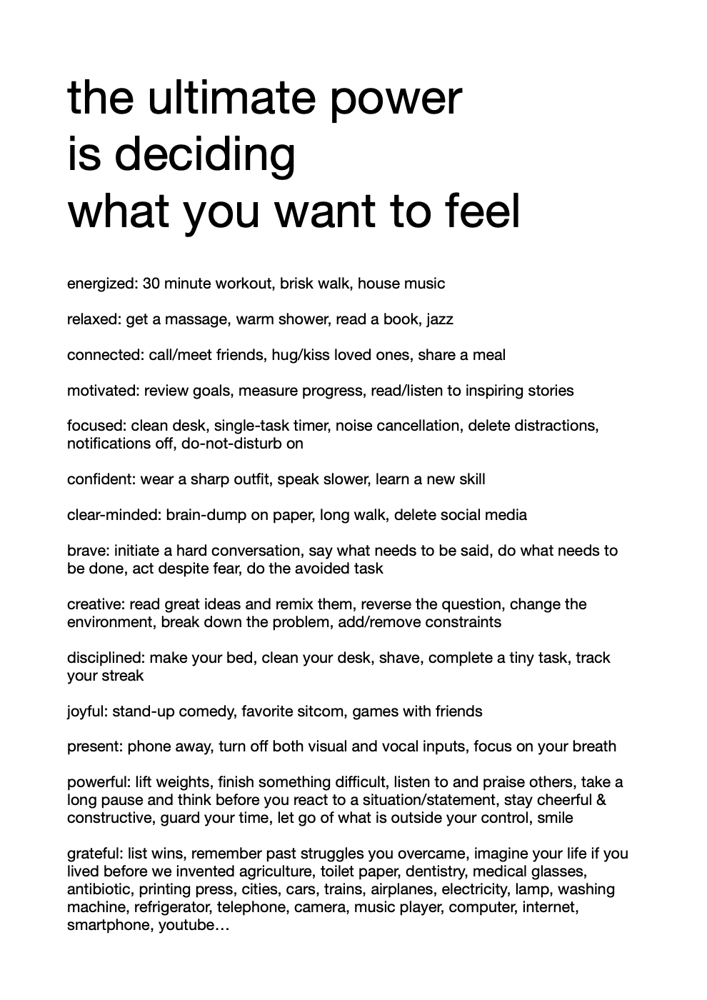 Decide what you want to feel